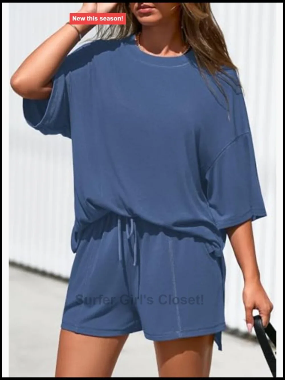 2 Piece Lounge Set Oversized Tee & Shorts with Pockets Matching Travel Outfit